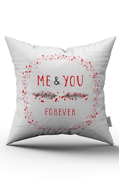 Cango Home Pernă de aruncare modernă, albă, roșie, cu două fețe, cu scris Me&you - Cgh401-ct