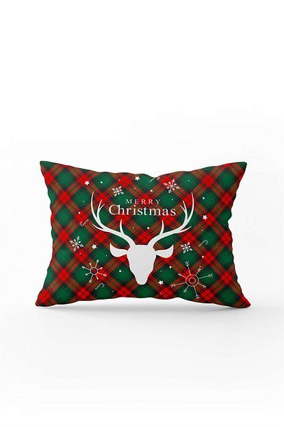 Cango Home Red Green Plaid Patterned Christmas Themed Digital Printed Throw Pillow Cover Cgh909-3550 Double Sided Ba