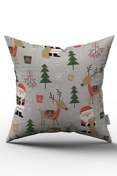 Cango Home Red Gray Christmas Themed Digital Printed Throw Pillow Cover Cgh920