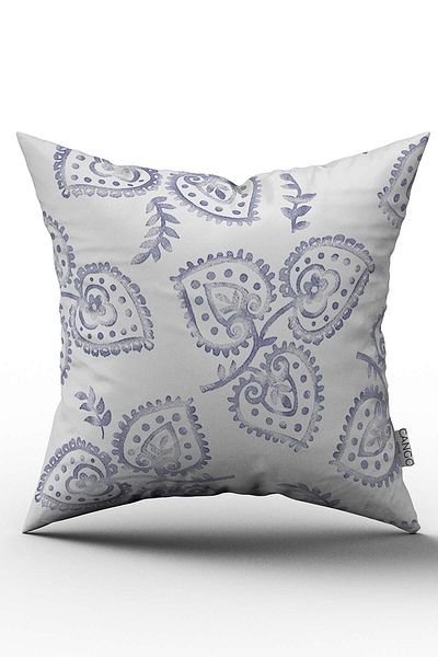 Cango Home Față de pernă cu două fețe, albastru, alb, decorativ, cu model de frunze, imprimată digitală - Otyk075-ct