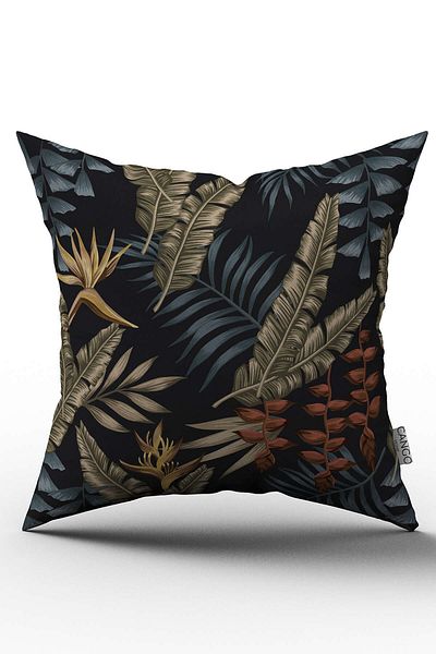 Cango Home Double Sided Black Multicolor Tropical Leaf Pattern Digital Printed Throw Pillow Cover - Otyk796-ct