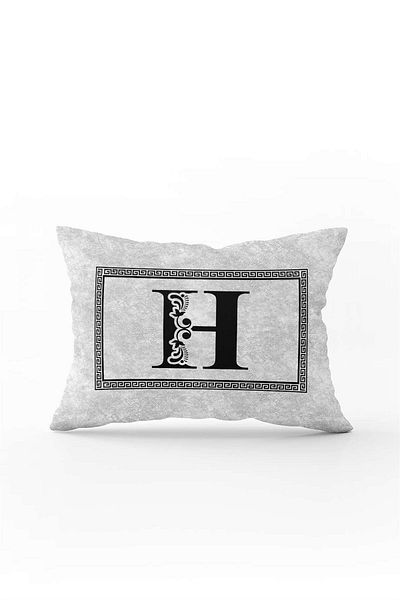 Cango Home Gray Black Letter Double Sided Digital Printed Throw Pillow Cover Letter H