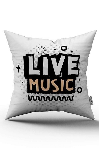 Cango Home White Black Live Music Written Digital Printing Throw Pillow Pillow Case - Cgh422