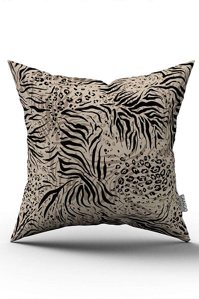 Cango Home Black Beige Leopard Zebra Pattern Digital Print Throw Pillow Pillow Case - Cgh384