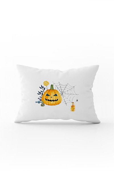 Cango Home Orange Halloween Pumpkin Patterned Digital Printed Throw Pillow Cover Cgh741-3550 Double Sided Printed