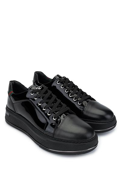 Tamer Tanca Men's Genuine Leather Black Sneakers & Sports Shoes