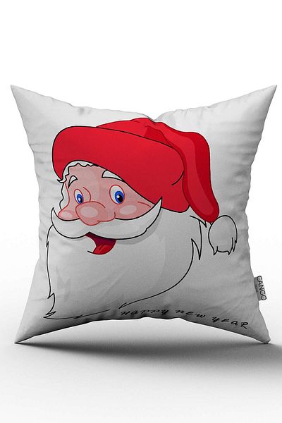 Cango Home Husă de pernă cu două fețe, albă, roșie, cu tematică de Crăciun, imprimată digitală, cu figurină de Moș Crăciun - Otyk548