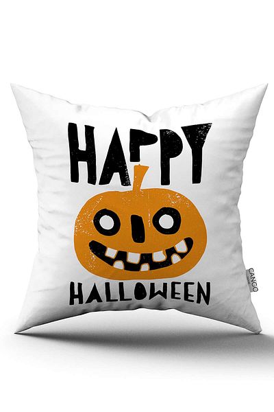 Cango Home Orange Halloween Pumpkin Patterned Digital Printed Throw Pillow Cover Cgh764
