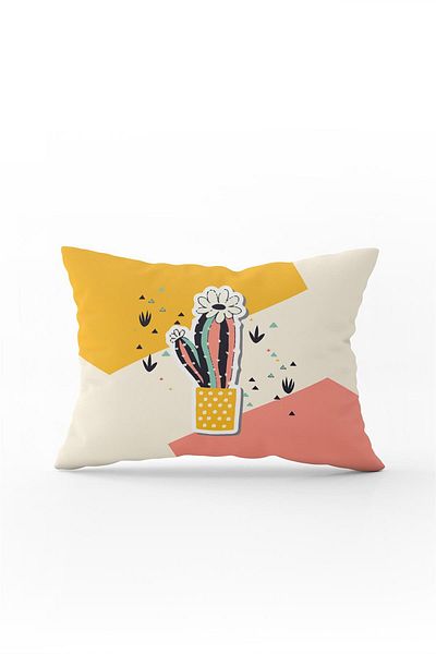 Cango Home Orange Pink Decorative Cactus Patterned Digital Printed Throw Pillow Pillow Case Cgh736-3550 Double Sided