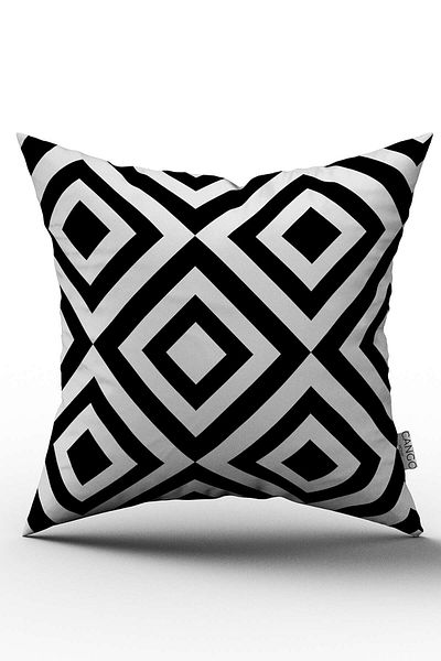 Cango Home Husă de pernă decorativă, albă, neagră, cu model geometric, imprimată digitală - Otyk565
