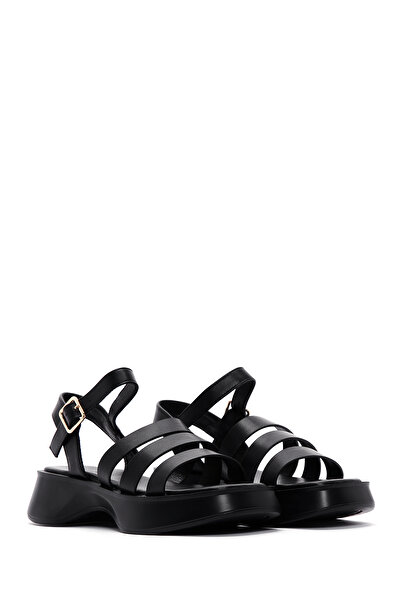 Derimod Black Thick Sole Comfort Women's Sandals - Ankle Strap, 24sfe472718