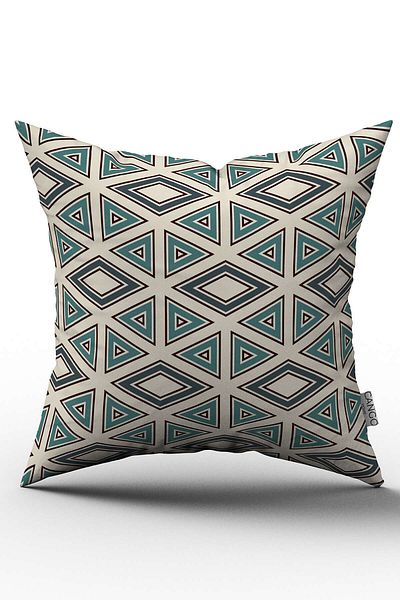 Cango Home Husă de pernă verde crem cu model geometric retro cu imprimare digitală - Otyk304