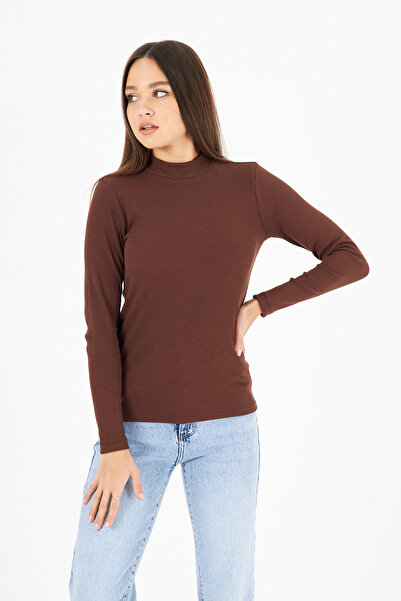 CrazyShopping Γυναικεία πλεκτή μπλούζα με ζιβάγκο με ραβδώσεις