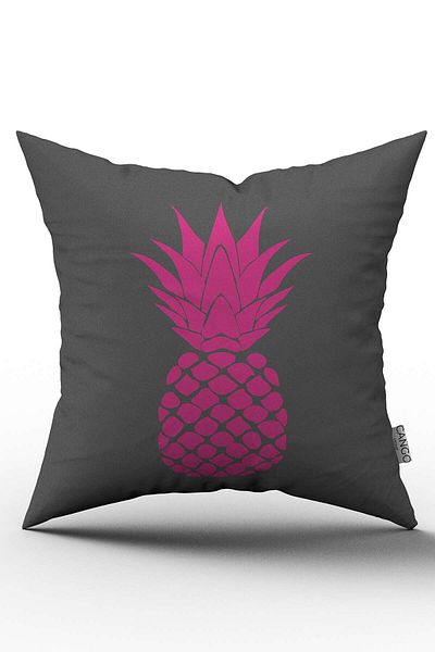 Cango Home Gray Pink Pineapple Patterned Digital Printed Throw Pillow Cover - Otyk537