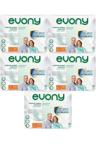 Evony Hasta Bezi Yetişkin Bel Bantlı Tekstil Yüzey L-büyük Boy 150 Adet (5pk*30)