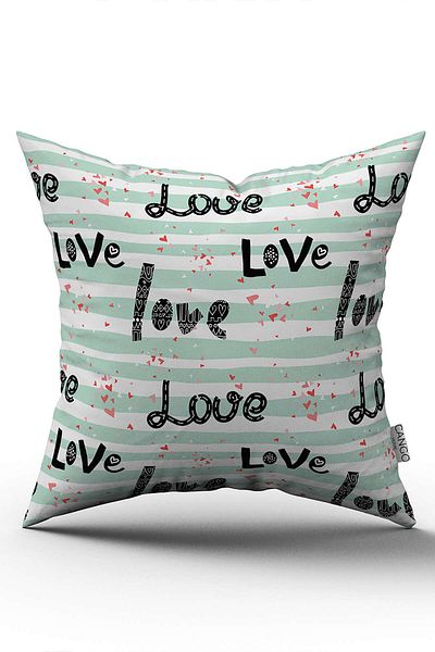 Cango Home Double Sided Green Black Love Written Digital Printing Throw Pillow Pillow Cover - Cgh431-ct