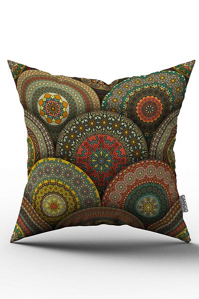 Cango Home Husă de pernă verde, multicoloră, retro, cu model vintage, imprimată digitală - Otyk251