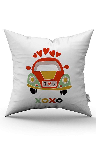 Cango Home Red and White Modern Valentine's Day Themed Digital Printed Throw Pillow Cover Cgh976