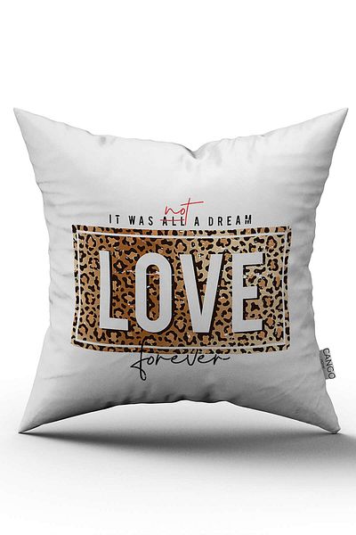 Cango Home Față de pernă cu pernă cu imprimare digitală, alb, negru, leopard, dragoste scrisă - CGH417