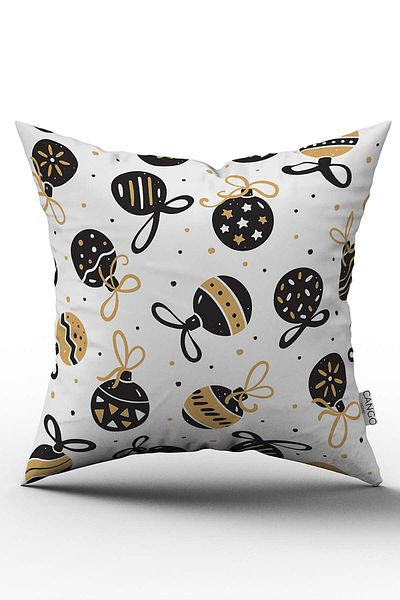 Cango Home Black Yellow Christmas Themed Digital Printed Throw Pillow Cover Cgh856