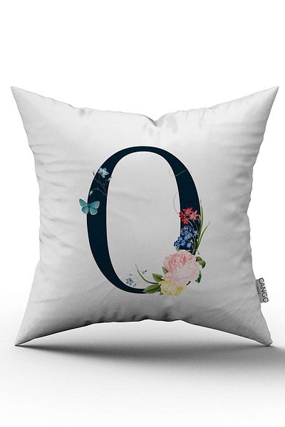 Cango Home Husă de pernă cu litere florale roșii Litera O