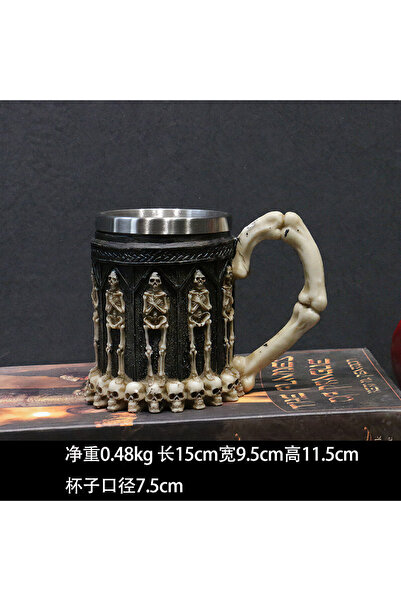 FG KONNİCHİWA 3 BOYUTTLU İSKELET TASARIMLI GOTIC KUPA MUG ÇELİK TERMOSLU BARD...