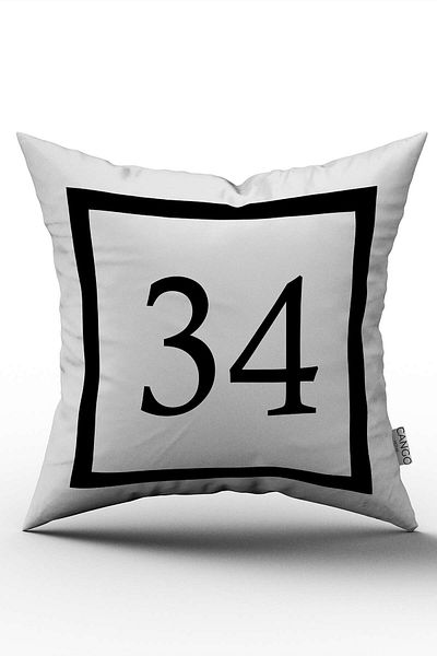 Cango Home Husă de pernă cu imprimare digitală numerică alb-negru 34