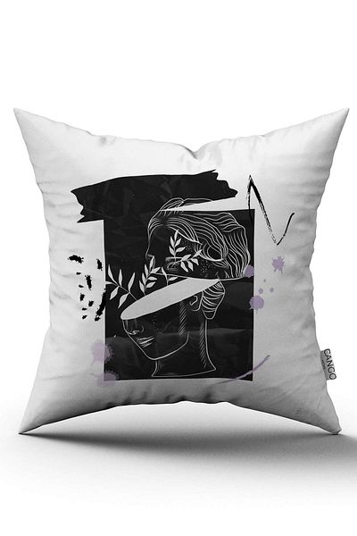 Cango Home Alb Negru Modern Sculpture Figure Digital Printed Arunca Husa de Perna Cgh552