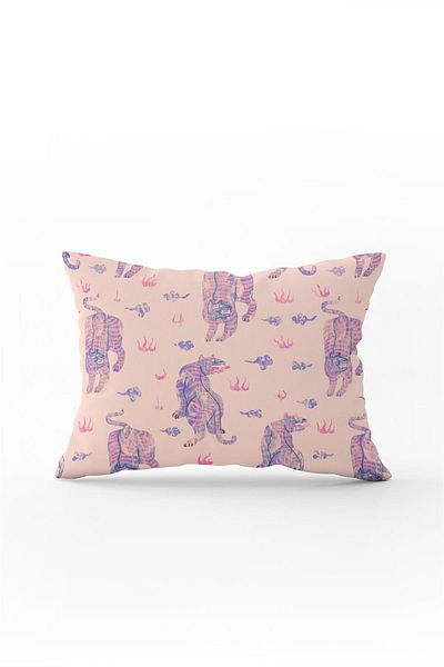 Cango Home Față de pernă cu două fețe, 35x50, roz liliac, cu model de animale modern, imprimată digitală, Cgh180-355