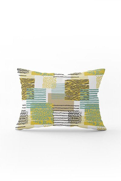 Cango Home Yellow Blue Modern Leopard Pattern Digital Print Throw Pillow Pillow Case - Cgh356-3550 Double Sided Printed