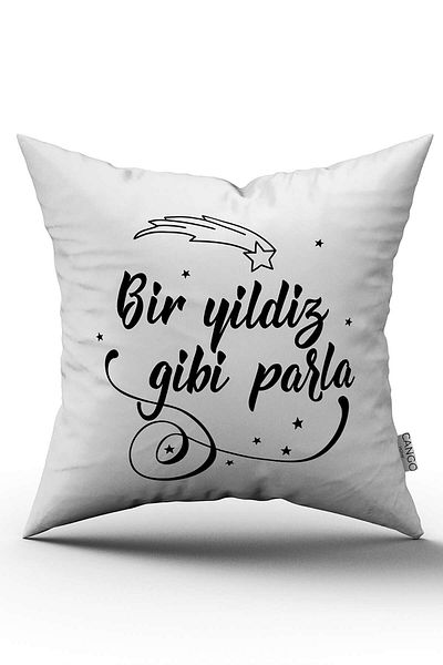 Cango Home White Black Shine Like a Star Written Digital Printing Throw Pillow Pillow Case - Cgh413