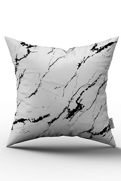 Cango Home Husă de pernă albă neagră decorativă cu model abstract cu imprimare digitală - Ylms101