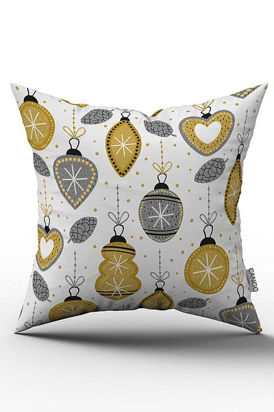 Cango Home Yellow Gray Christmas Themed Digital Printed Throw Pillow Cover Cgh842
