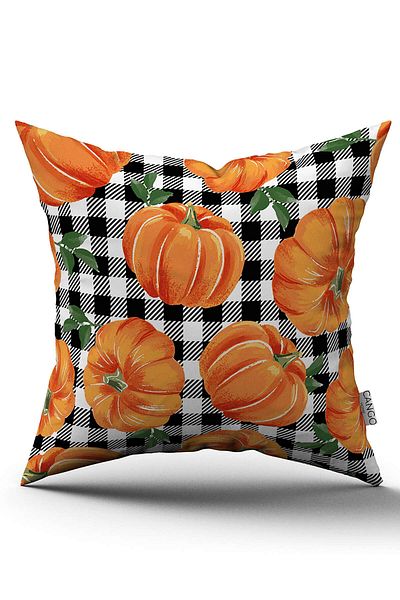 Cango Home Orange Halloween Pumpkin Patterned Digital Printed Throw Pillow Cover Cgh751