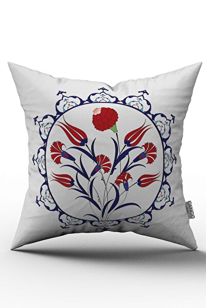 Cango Home Husă de pernă cu două fețe, albastru, roșu, lalele, model etnic, i...