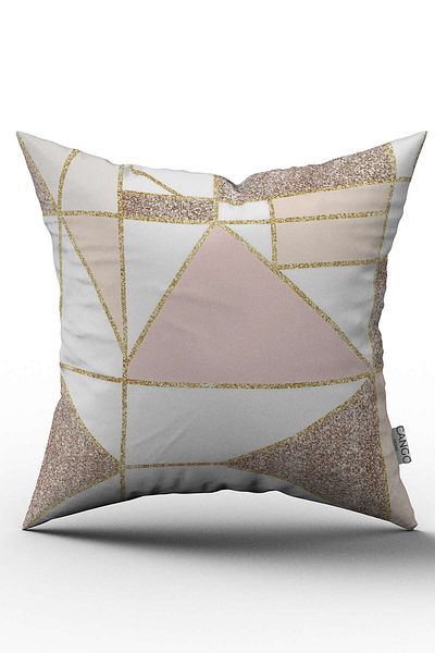 Cango Home Husă de pernă cu imprimare digitală cu model geometric decorativ alb roz - Ylms106