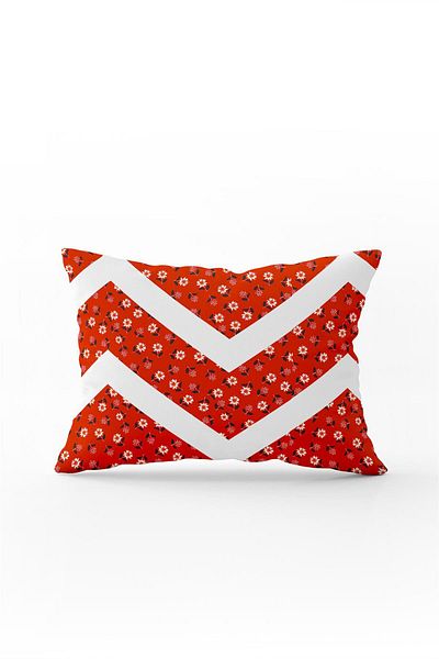 Cango Home Double Sided 35x50 Red and White Floral Geometric Throw Pillow Pillow Case - Cgh275-3550