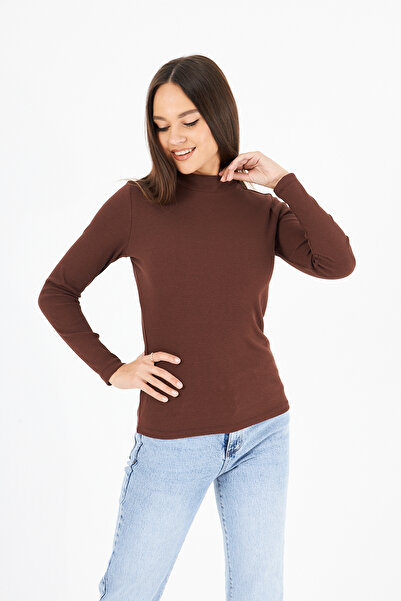 CrazyShopping Γυναικεία πλεκτή μπλούζα με ζιβάγκο με ραβδώσεις