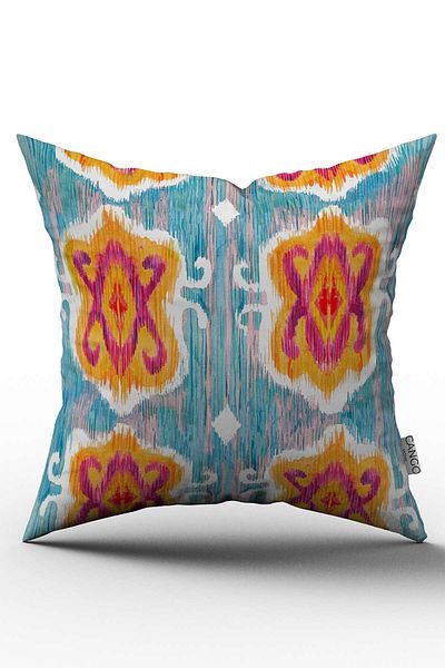 Cango Home Față de pernă decorativă etnică cu două fețe, albastru portocaliu - Cgh156-ct