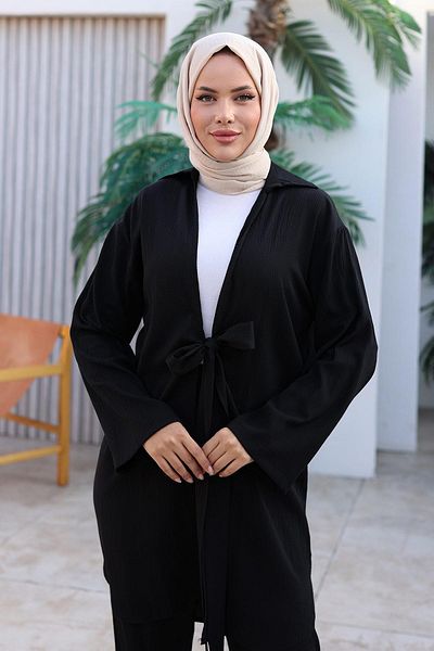 MİSSKAYLE Black Kimono Set - Tie Detailed 1225