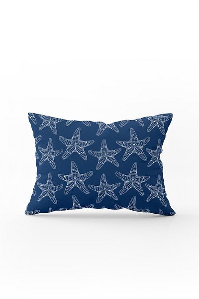 Cango Home Față de pernă cu două fețe, 35x50, alb, bleumarin, cu model marin - Cgh268-3550