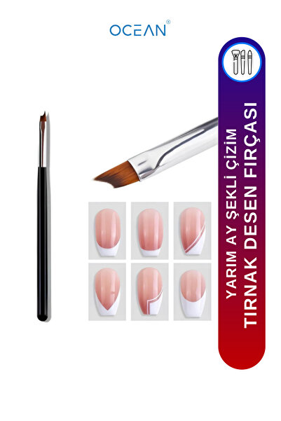 Ocean Tırnak Desen Fırçası Yarım Ay Şekli Uv Jel Tırnak Boyama Çizim Fırçası