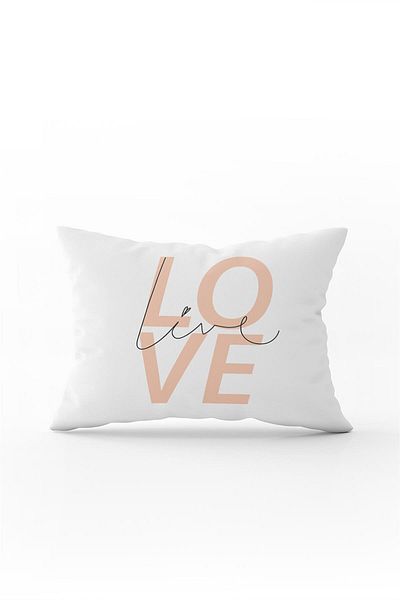 Cango Home Λευκό ροζ Μοντέρνο Live Love Ψηφιακή τυπωμένη θήκη μαξιλαριού - Cgh329-3550 Διπλής όψης
