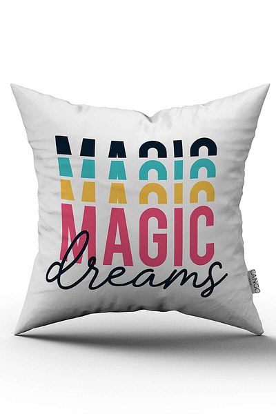 Cango Home Față de pernă cu două fețe Magic Dreamswrite, albă, neagră - Cgh439-ct