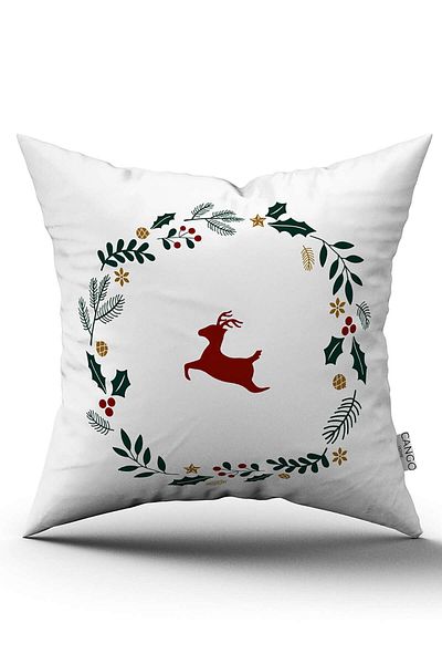 Cango Home Green Red Christmas Themed Digital Printed Throw Pillow Cover Cgh908