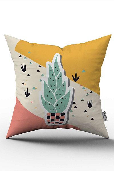 Cango Home Față de pernă decorativă cu model de cactus, portocaliu, roz, imprimată digitală, Cgh739
