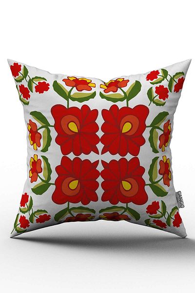 Cango Home Husă de pernă cu model vintage etnic, roșu, verde, imprimată digitală - Otyk553