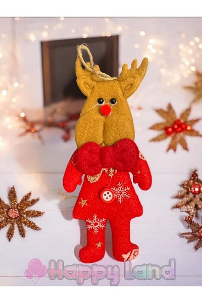 Happyland Christmas Tree Ornament Deer Plush Model Hangings Ornament 17cm Christmas Decor