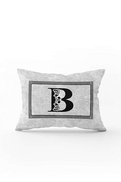 Cango Home Gray Black Letter Double Sided Digital Printed Throw Pillow Cover Letter B