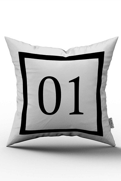 Cango Home Husă de pernă cu imprimare digitală numerică alb-negru 01